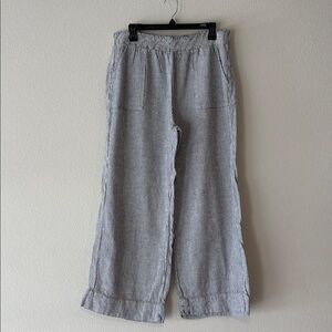 Striped linen Pants with flare leg